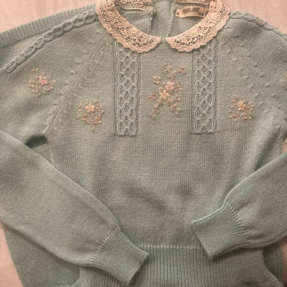 Vintage Sweater Dress by Plain Jane for Espirit, Hand-embroidered detail Sz S/XS - Picture 1 of 11